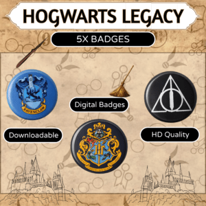 Hogwarts Legacy digital badges collection with emblems