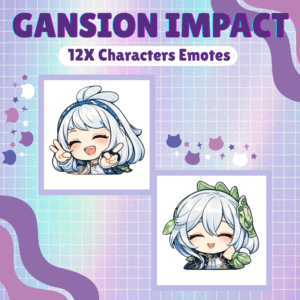 Anime-style character emotes with peace signs and smiles