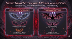 Dark fantasy wings for Twitch and Vtuber branding