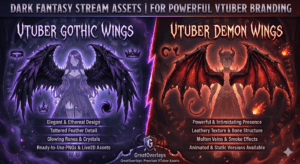 Gothic and demon wings for VTuber branding assets