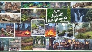 Collection of 50 high quality forest backgrounds for design