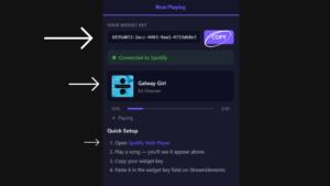 Spotify widget setup guide with widget key display