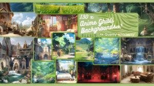 Anime Ghibli inspired backgrounds in high-resolution quality