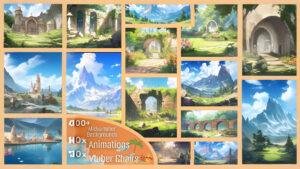 Collection of beautiful fantasy landscape backgrounds.