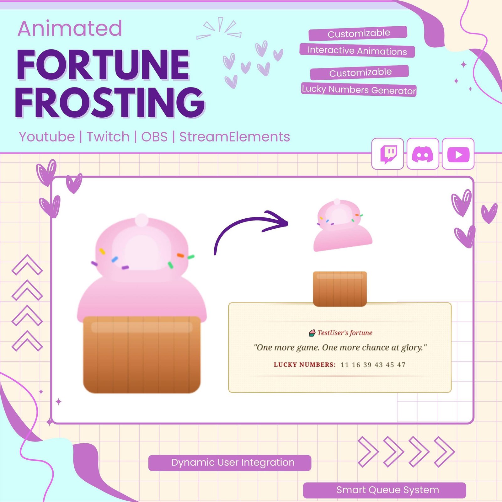 Customizable Fortune Cupcake Widget Chat Interactive